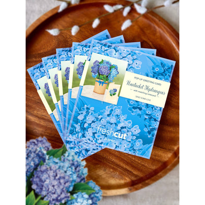 Nantucket Hydrangeas Mini Pop Up Greeting Card