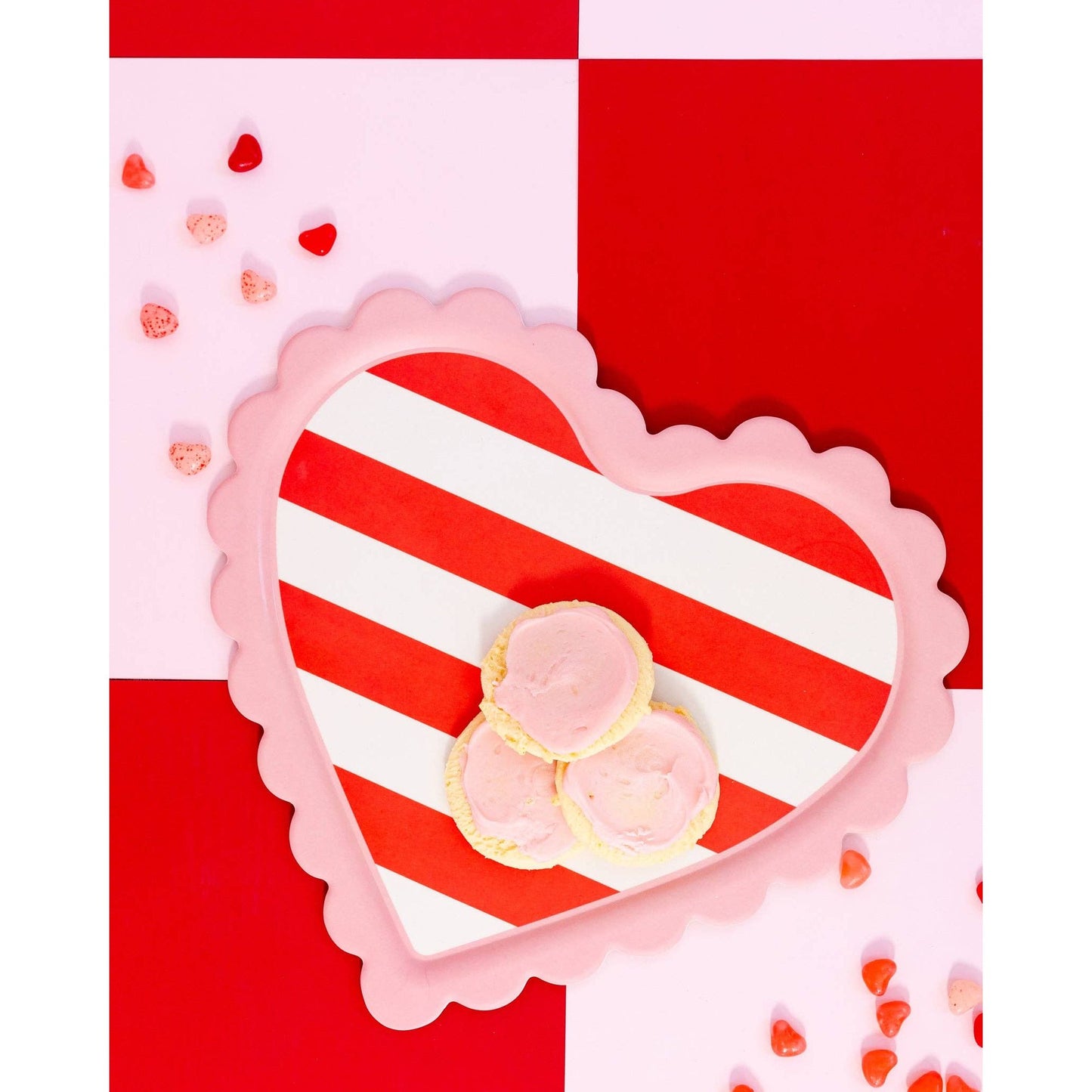 Scalloped Striped Heart Tray