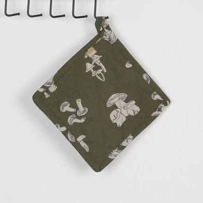 Pot Holder Trivets - Mushroom - Olive Green