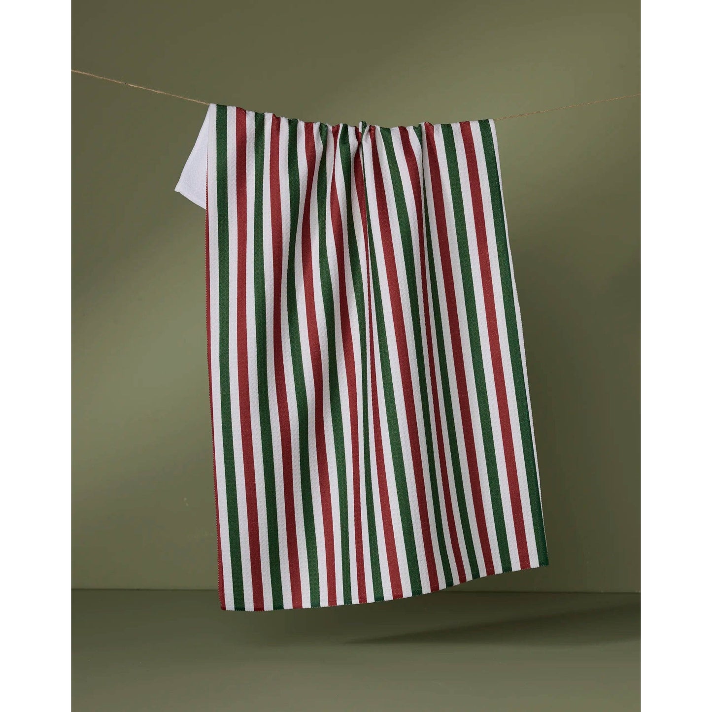 Ribbon Green Red Tea Towel