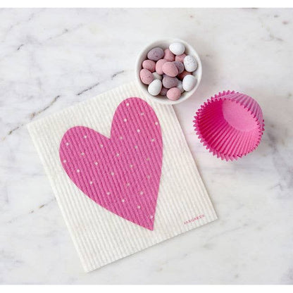 Swedish Dishcloth - Heart - Pink