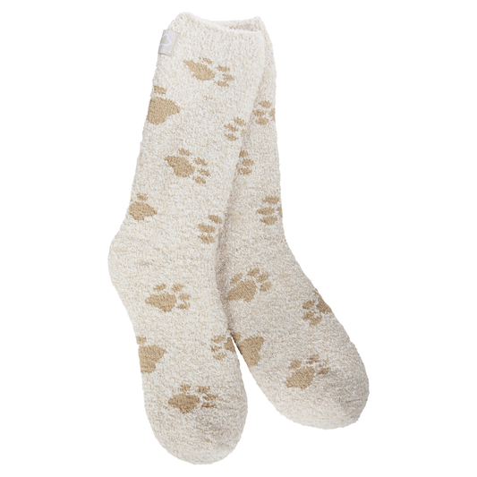 Cozy Crew Socks with Paw Print Pattern