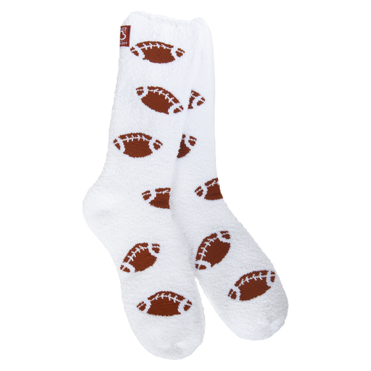 Cozy Crew Sock with Footballs