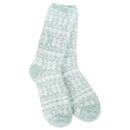 Winter Crew Socks in Fair Isle Green