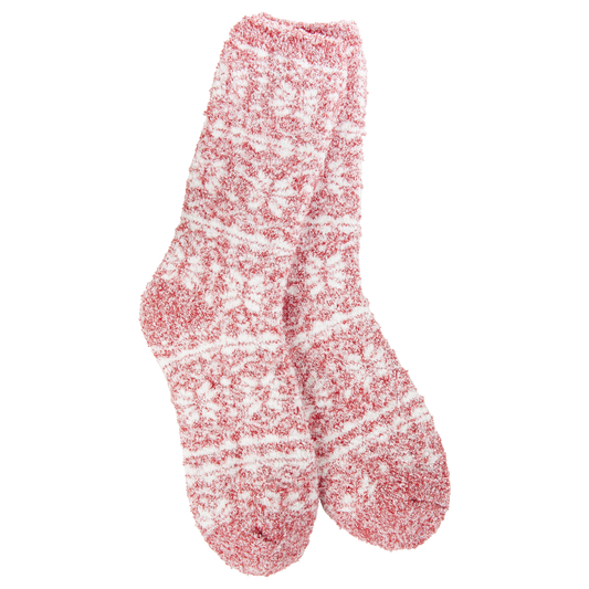 Winter Crew Socks in Fair Isle Red