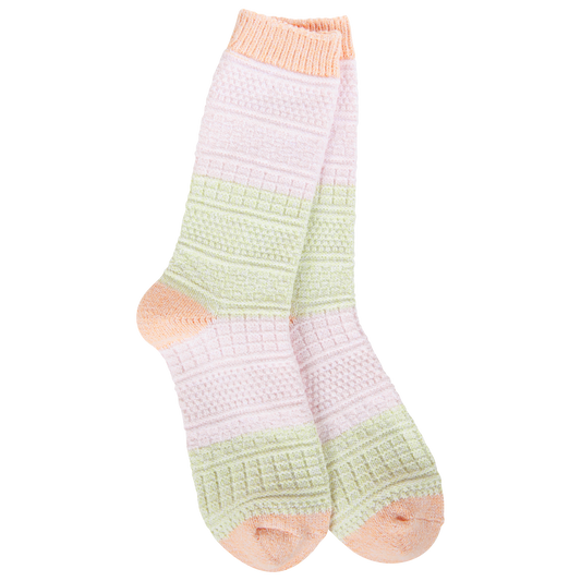 Basket Crew Socks in Spring Peach