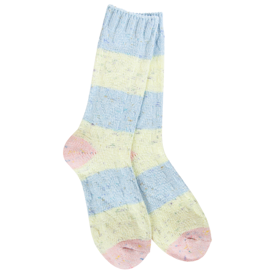 Light Weight Cable Crew Socks in Pastel Spring