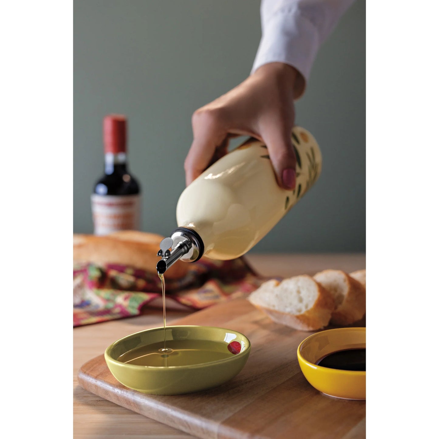 Olive Painted Cream Color Oil Creuset