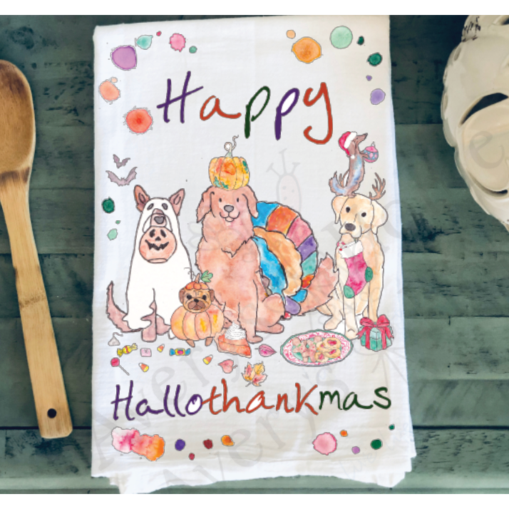 Halloween Thanksgiving Christmas Dog Holiday Kitchen Towel