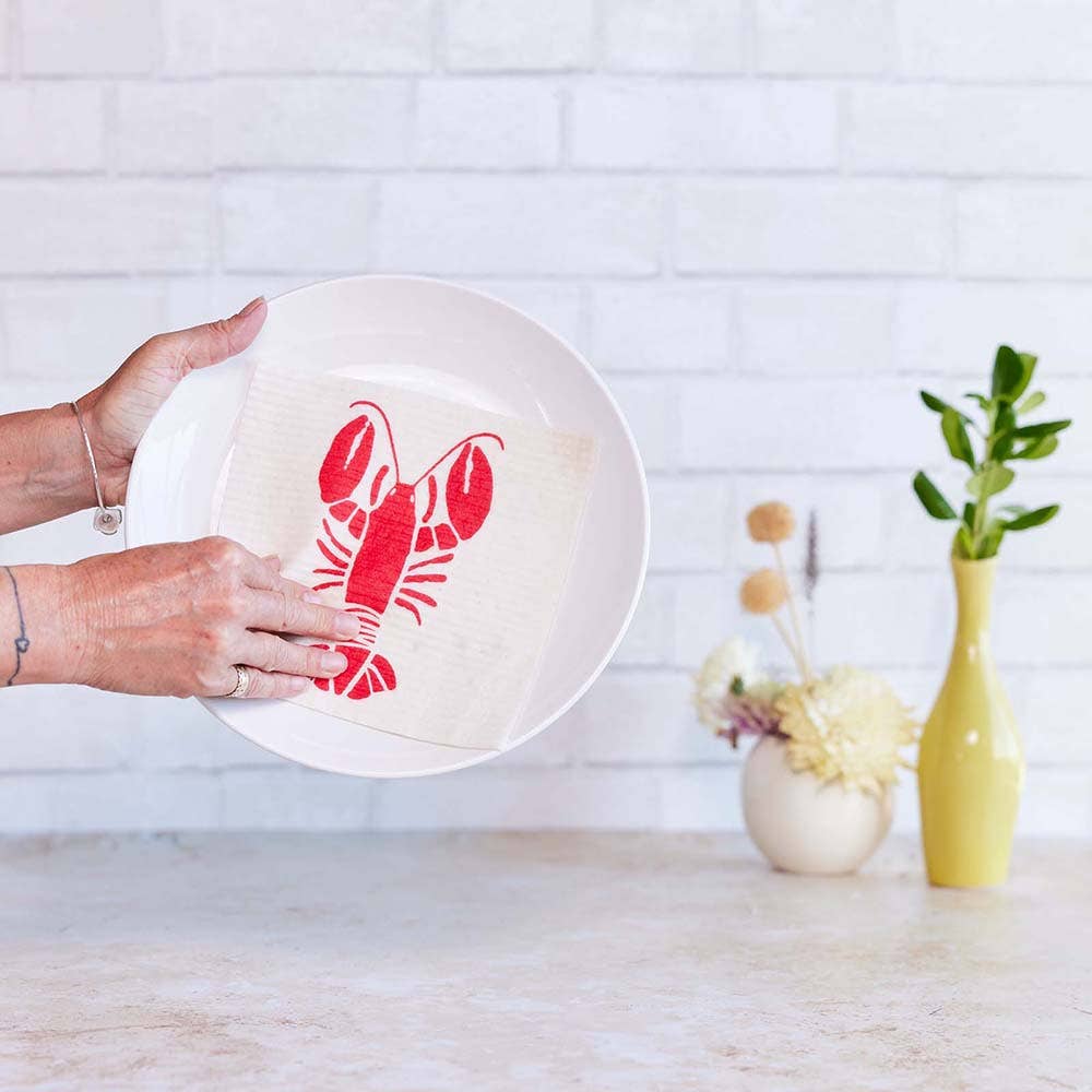 Lobster Waves blu Eco Sponge Cloths (Set of 2)
