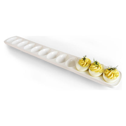 Stoneware White Deviled Egg Tray