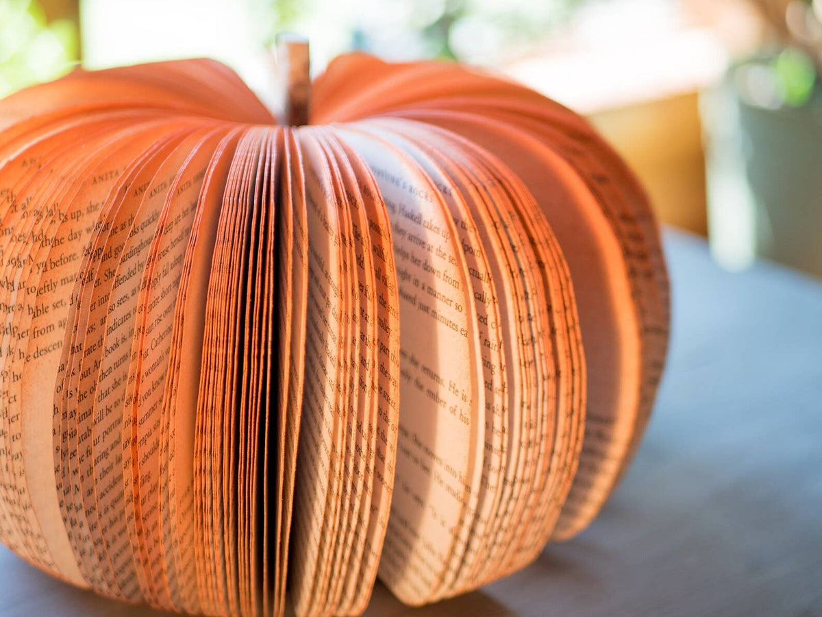 Halloween Decor- Fall Pumpkin- Eco-Friendly Book Decor