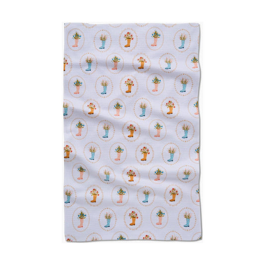 Rainboots in Bloom Tea Towel