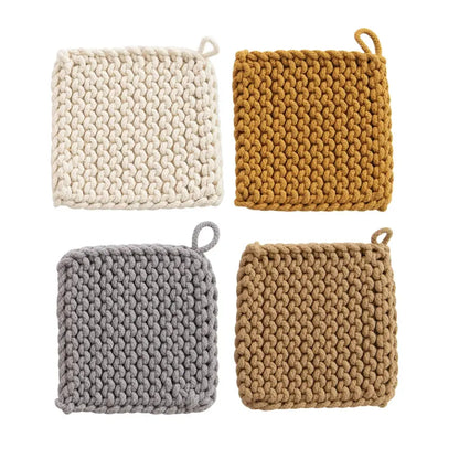 8" Crochet Potholder, 4 Colors CREATIVE CO-OP