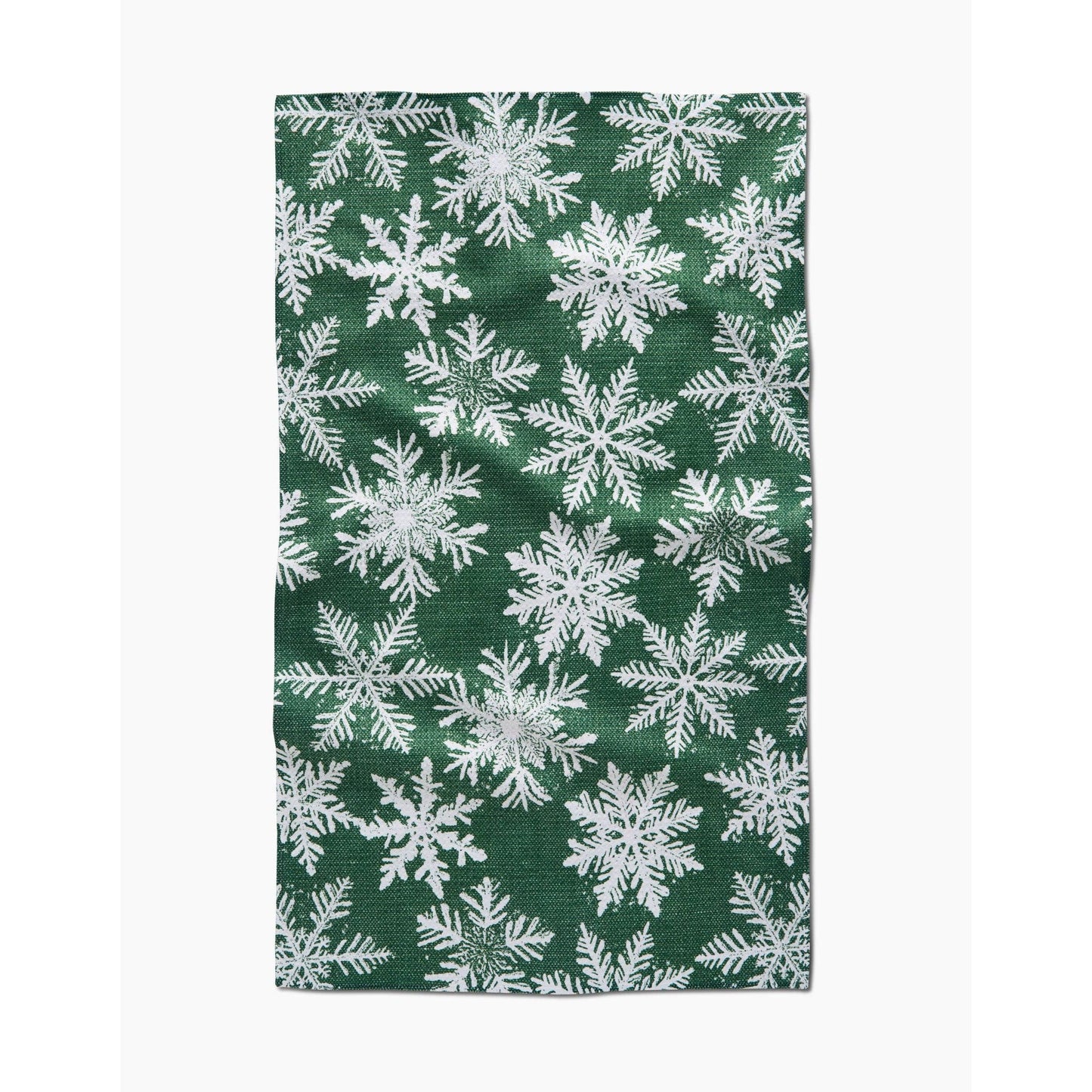 Snowy Days Green Geometry Tea Towel