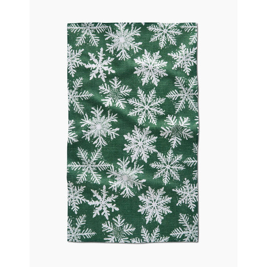 Snowy Days Green Geometry Tea Towel