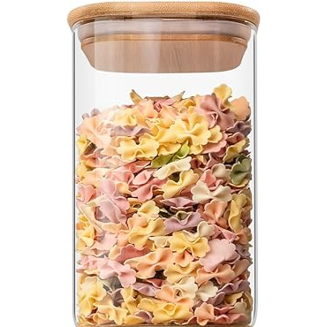Square Glass Storage Container with Bamboo Airtight Lid