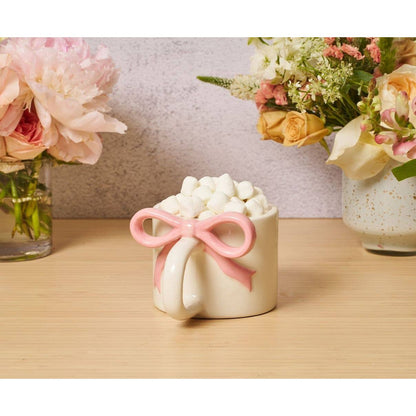 Ceramic Pink Bow on Handle Mug, 12oz