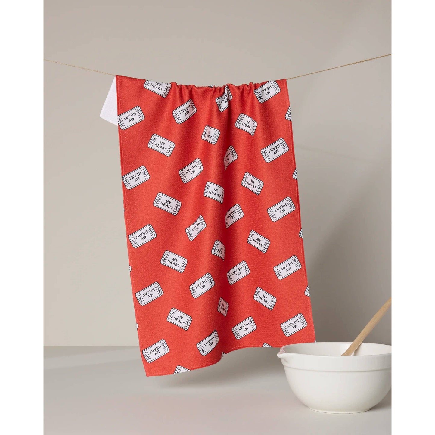 Heart Ticket Geometry Tea Towel