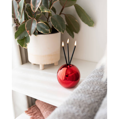 Neva Vase, Red Metallic Candle Holder