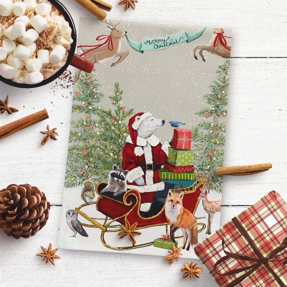 Santa Claws Tea Towel