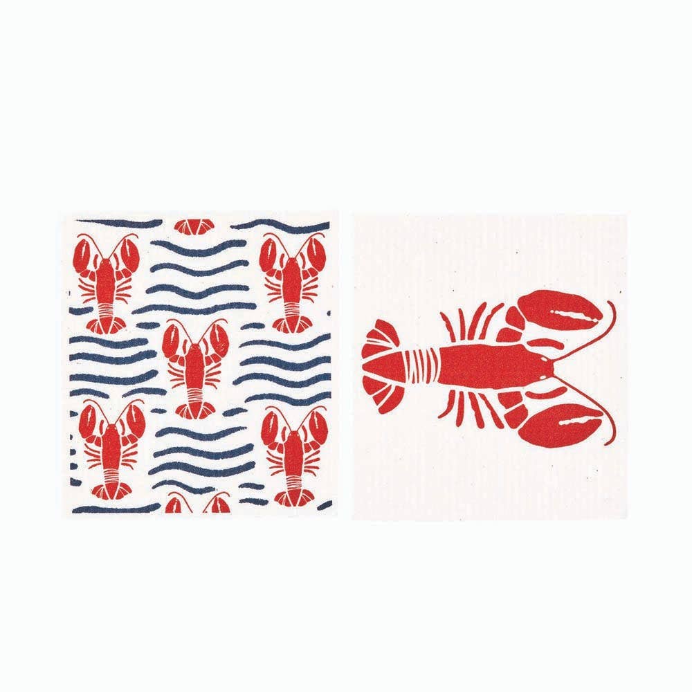 Lobster Waves blu Eco Sponge Cloths (Set of 2)