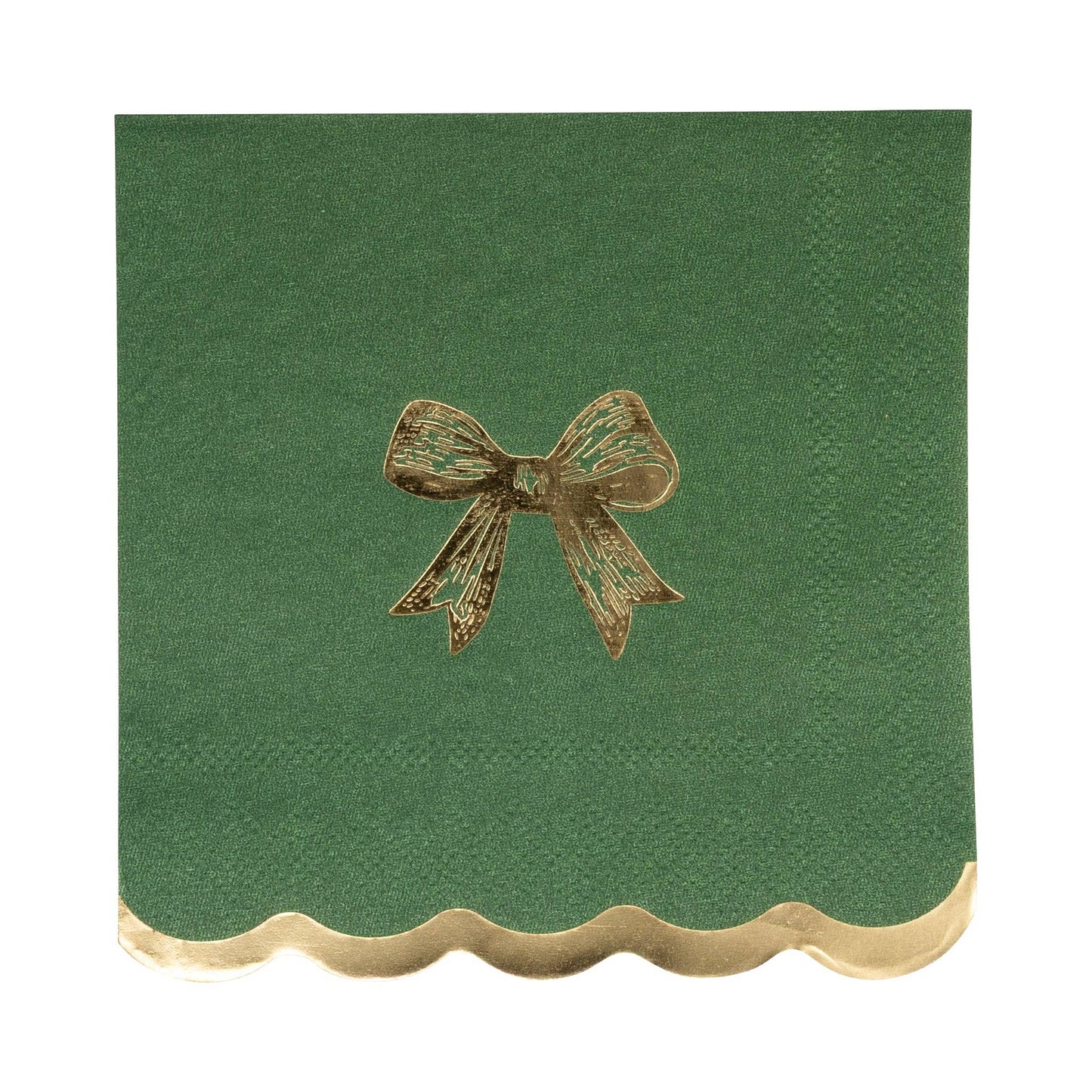 Gold + Green Bow Cocktail Napkin