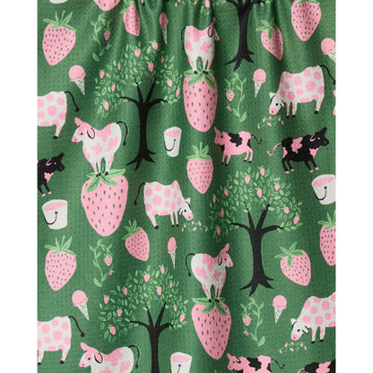 Strawberry Cows Geometry Tea Towel