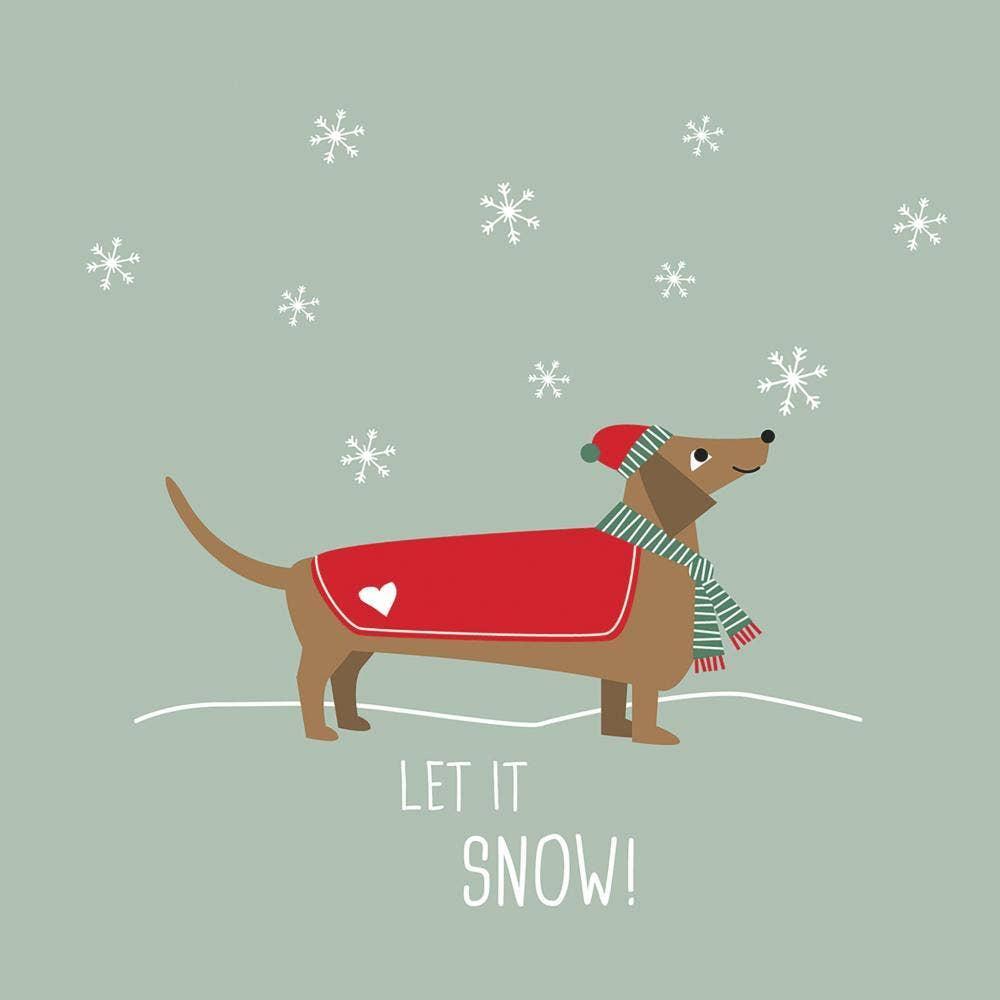 Let It Snow Dachshund Paper Cocktail Napkin