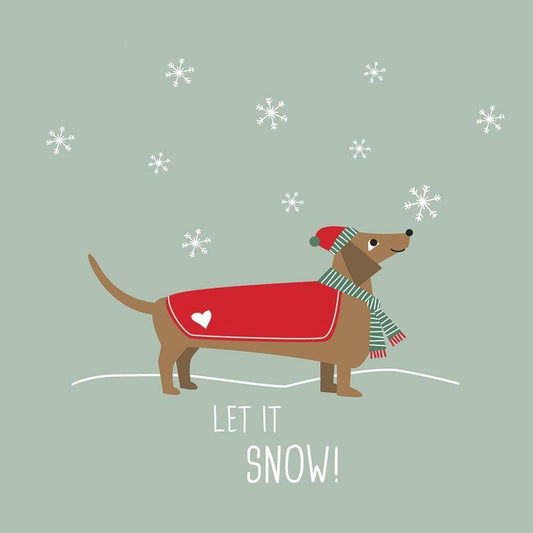 Let It Snow Dachshund Paper Cocktail Napkin