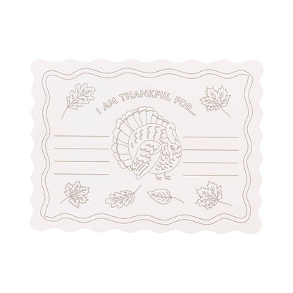 Thankful Coloring Placemat Kids Thanksgiving Activity