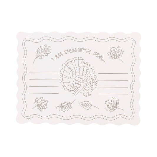 Thankful Coloring Placemat Kids Thanksgiving Activity