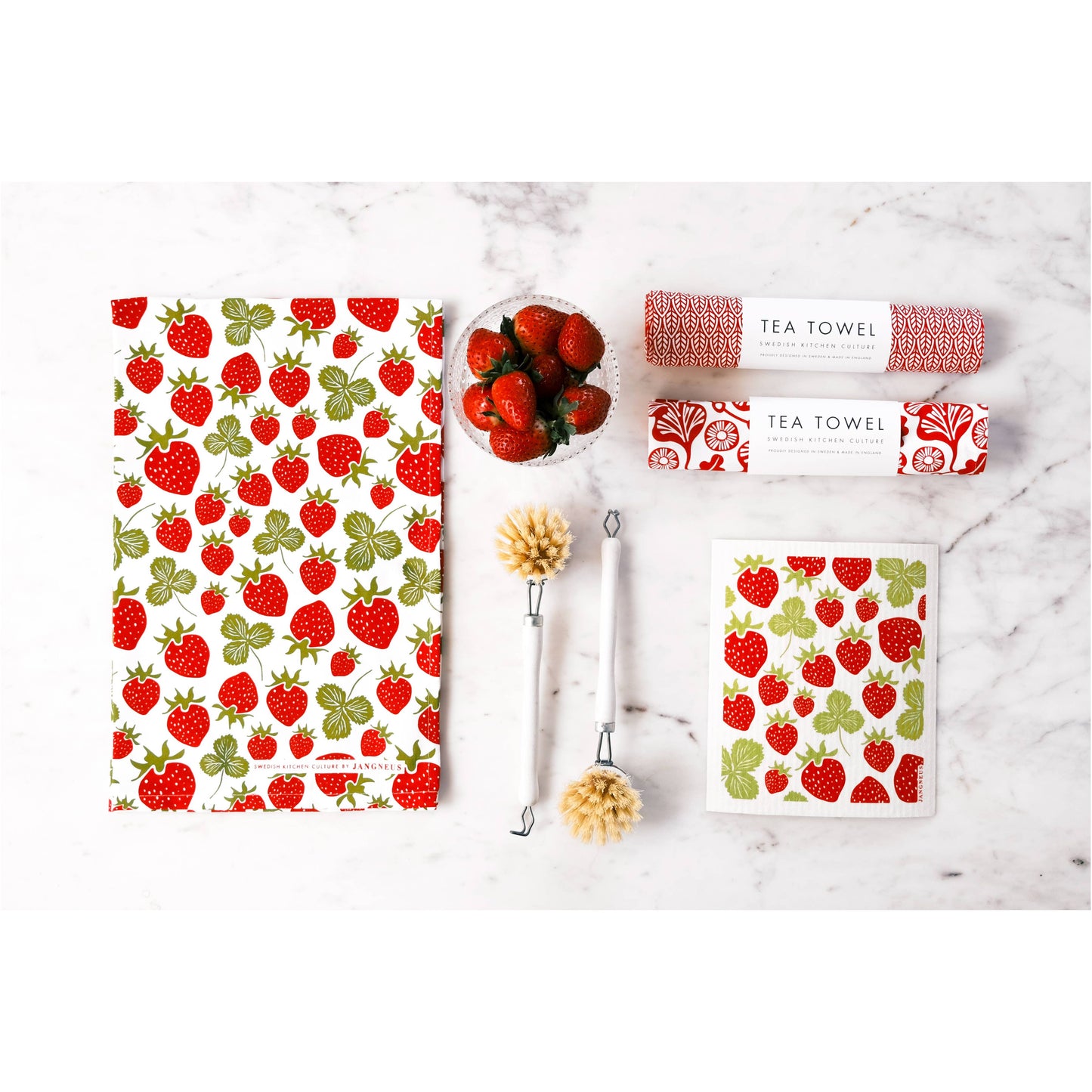 Swedish Dishcloth - Strawberries - Red