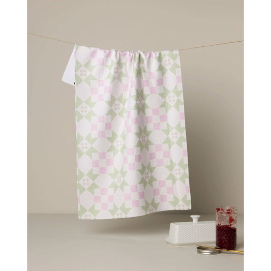 Garden Quilt Geometry Tea Towel
