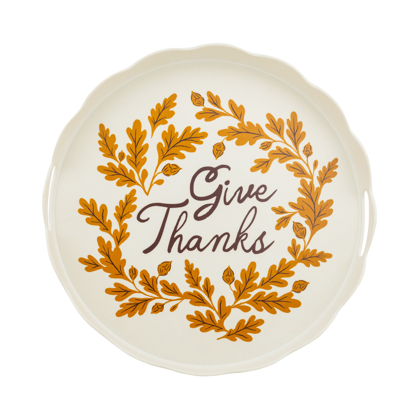 Give Thanks Round Bamboo Tray