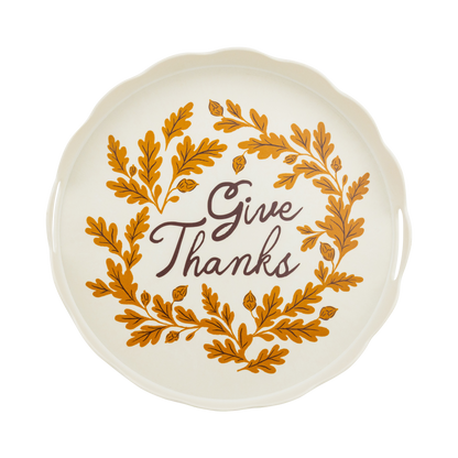 Give Thanks Round Bamboo Tray