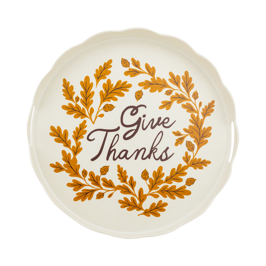 Give Thanks Round Bamboo Tray