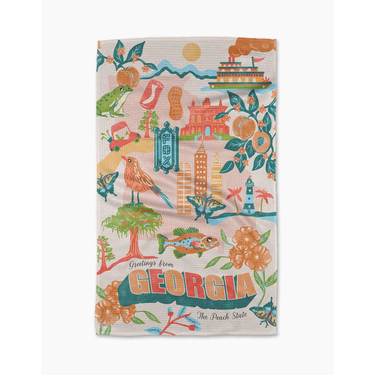 Greetings From Georgia Geometry Tea Towel