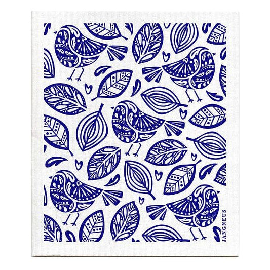 Swedish Dishcloth - Robins - Blue