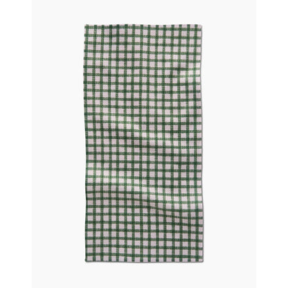 Fireside Plaid Green Geometry Bar Towel