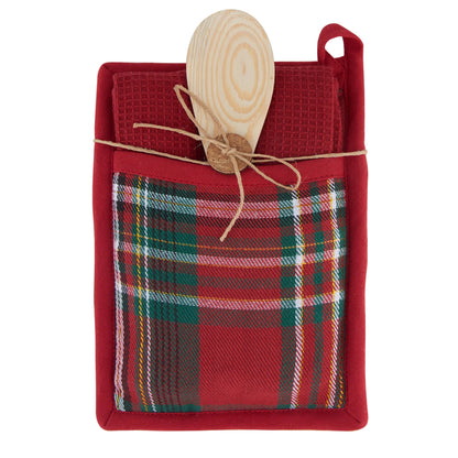 3 Piece Christmas Holiday Plaid Kitchen Set