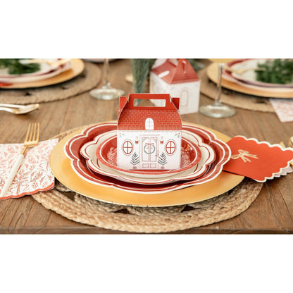 Red/Gold Bow Cocktail Napkin