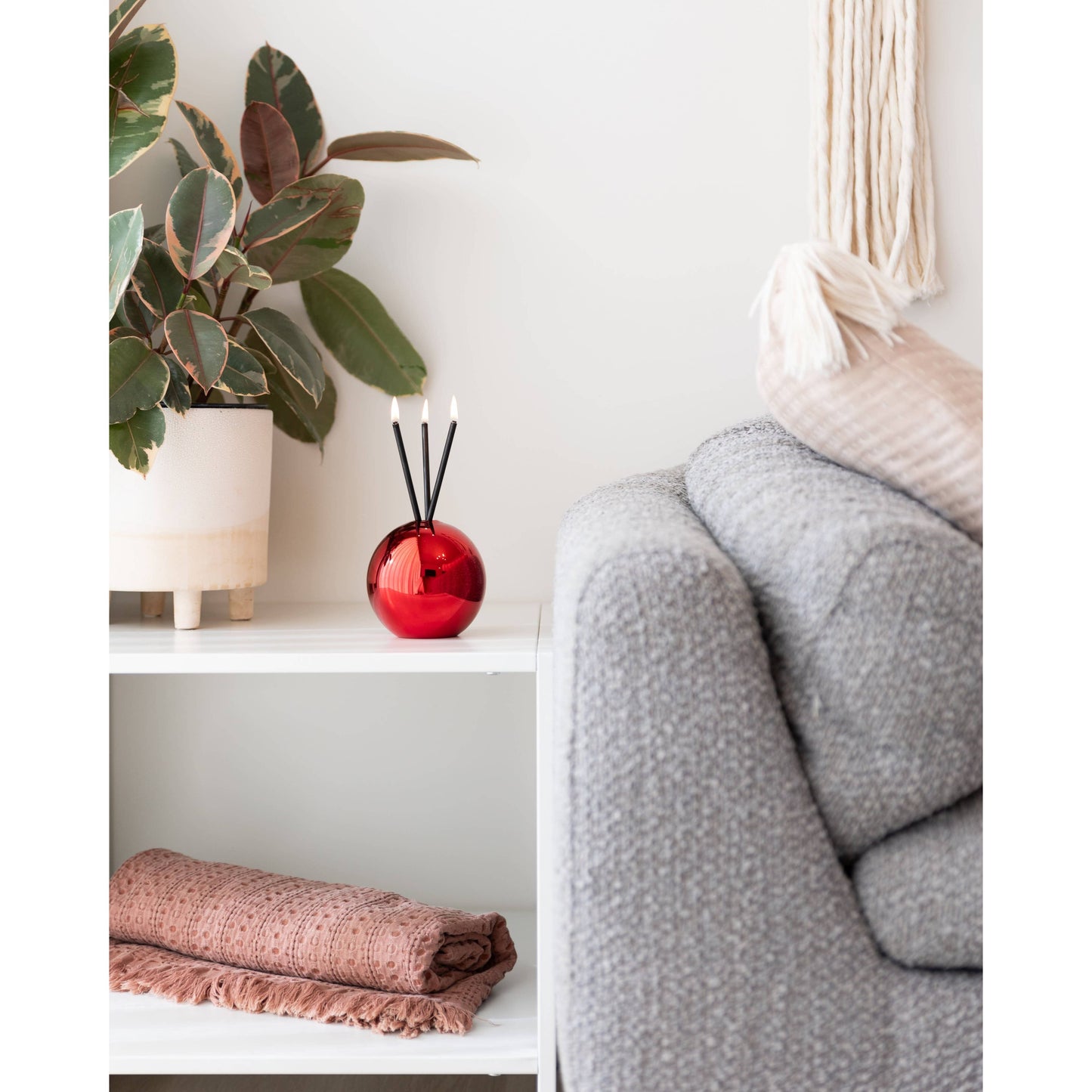 Neva Vase, Red Metallic Candle Holder