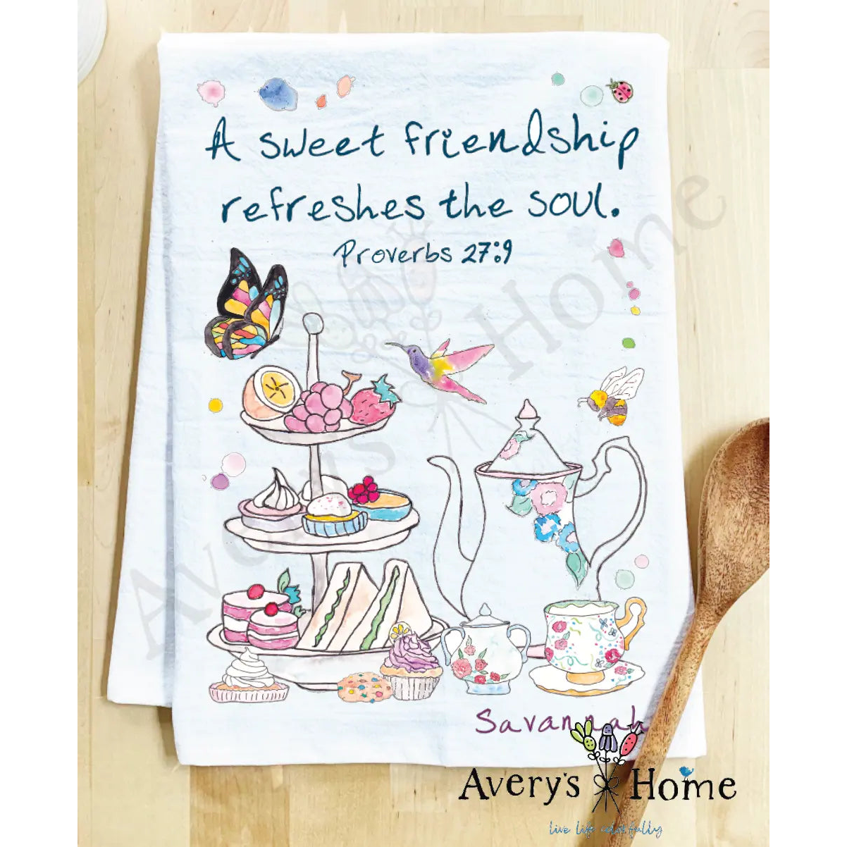 A Friendship Refreshes the Soul Customizable Kitchen Towel  Browns Kitchen