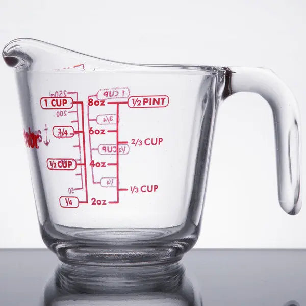 Anchor Hocking 8 oz. Clear Glass Measuring Cup WEBSTAURANT