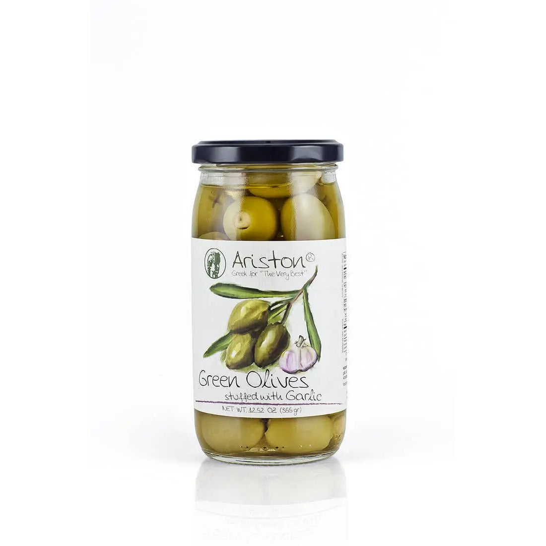 Ariston Green Olives Stuffed Garlic - 13.40oz Ariston Specialties