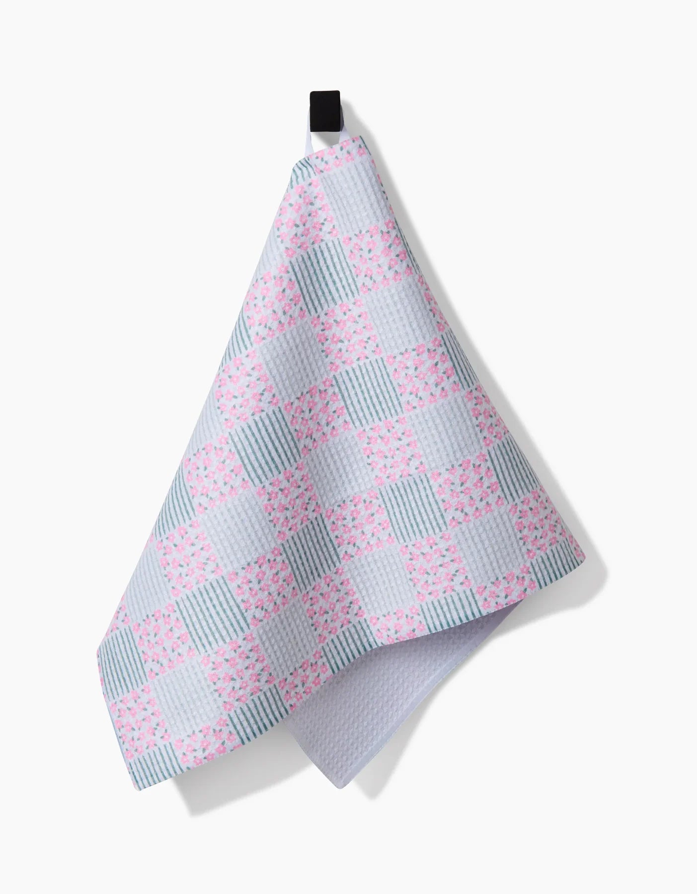 Mini Flowers and Stripes Check Pink and Green Geometry Bar Towel