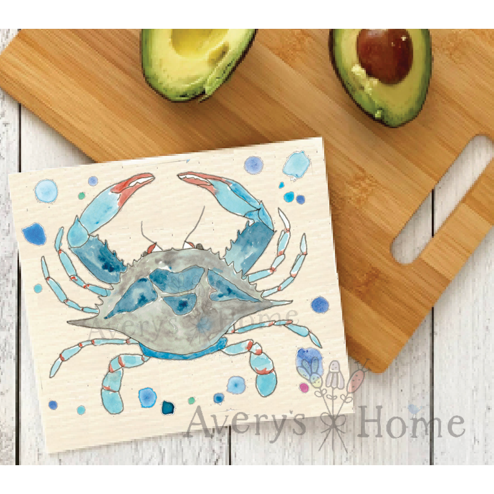 Blue Crab Ocean Eco Friendly Organic Swedish Dishcloth  Browns Kitchen