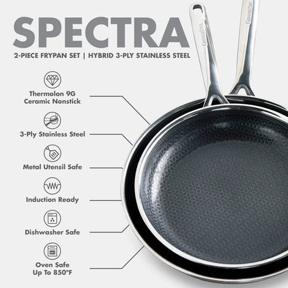 Green Pan Spectra Thermobond Hybrid Ceramic Nonstick Frypan, Set of 2