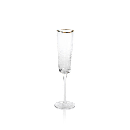 Aperitivo Triangular Champagne Flute with Gold Rim